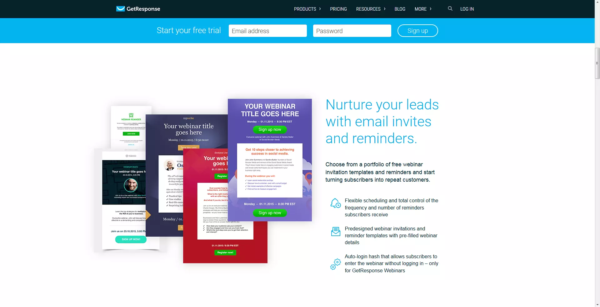 Image: User interface of GetResponse