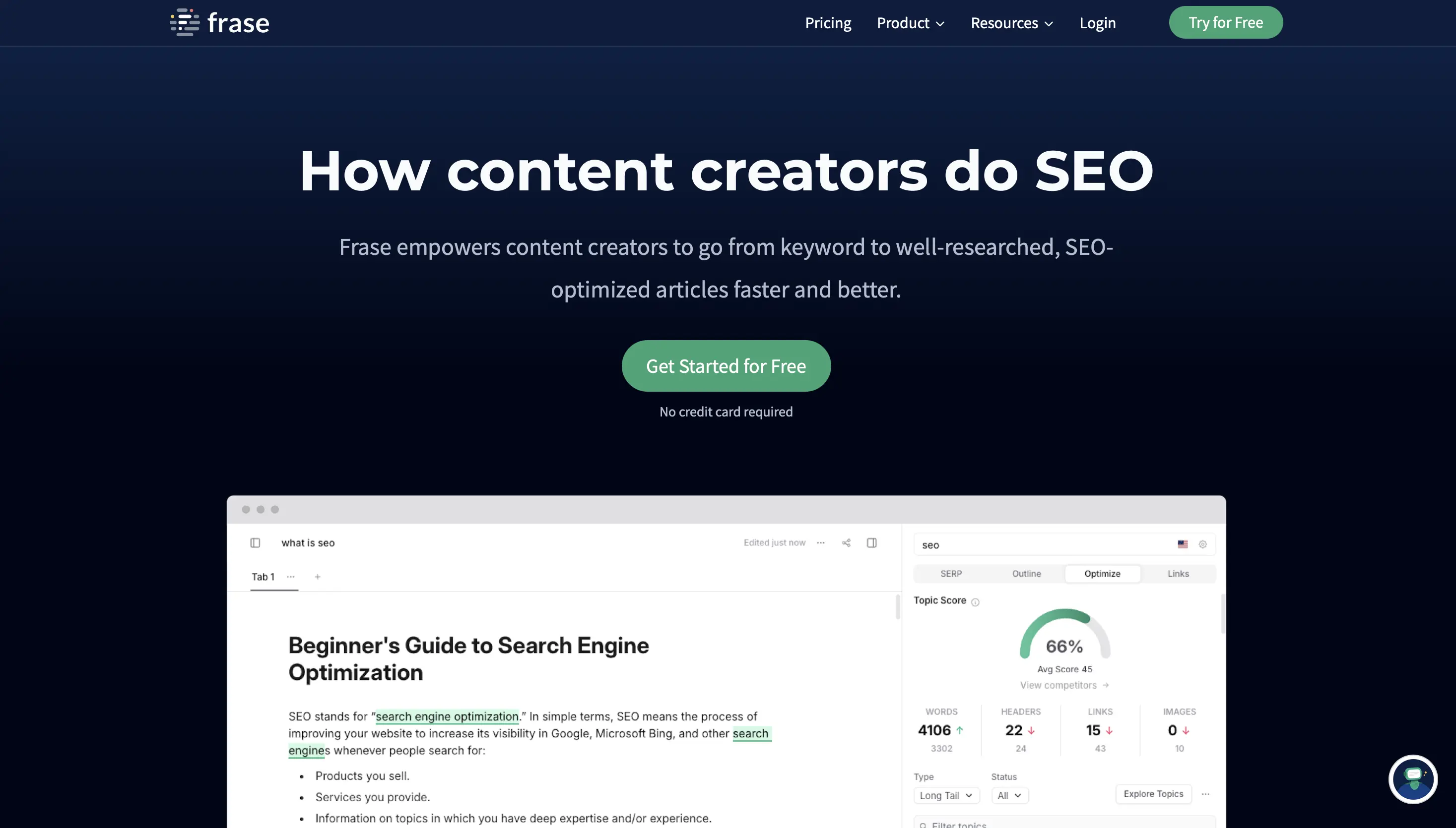 Image: Screenshot of the Frase website