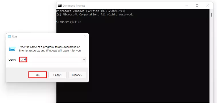 Windows 11: Accessing the command prompt via ‘Run’