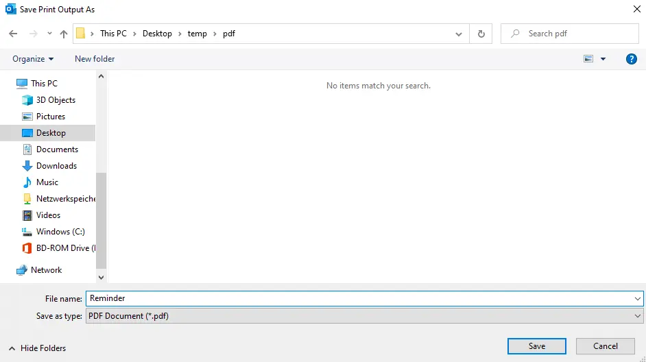 Image: Save Outlook email as PDF