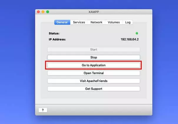 ‘General’ menu in XAMPP