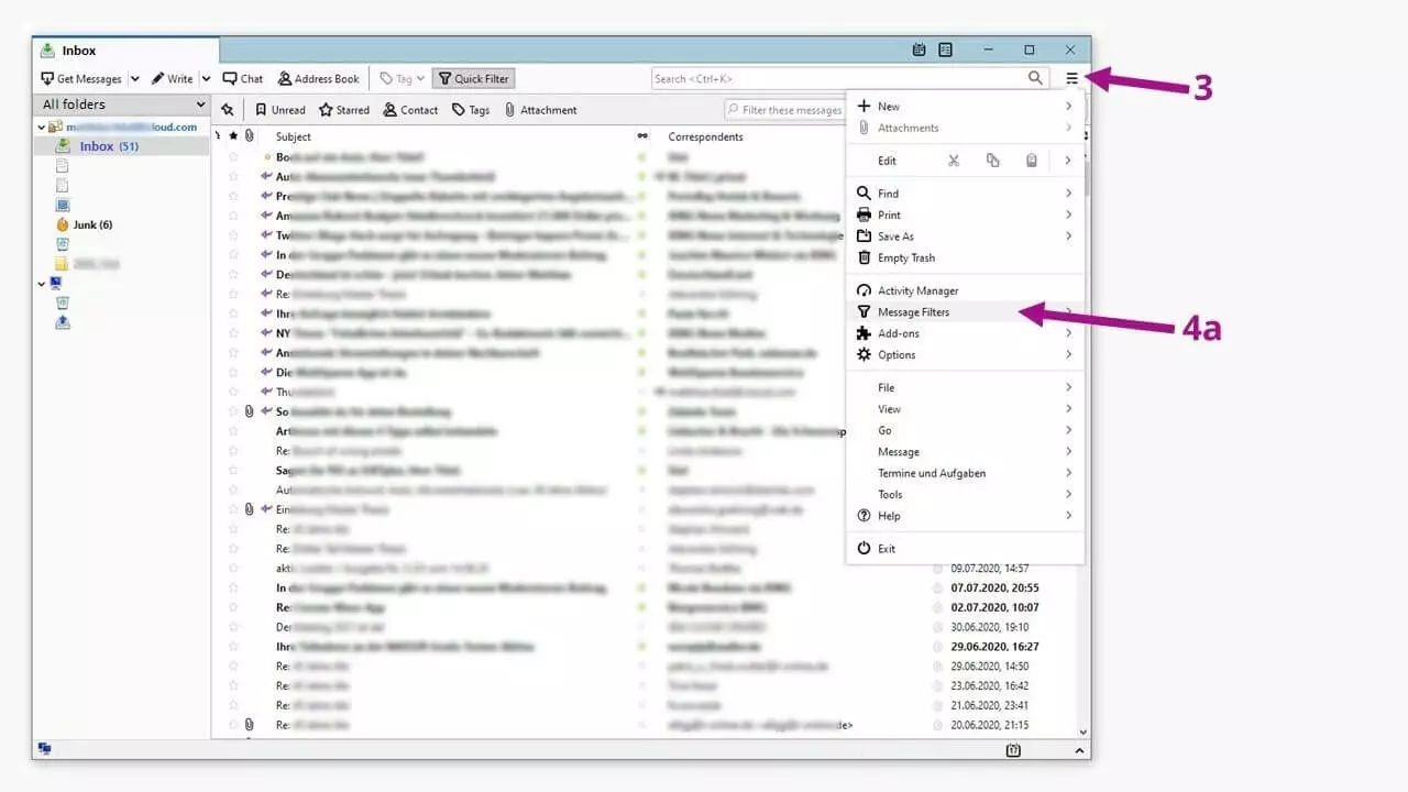 Image: Set Up Thunderbird out-of-office: activate the filter