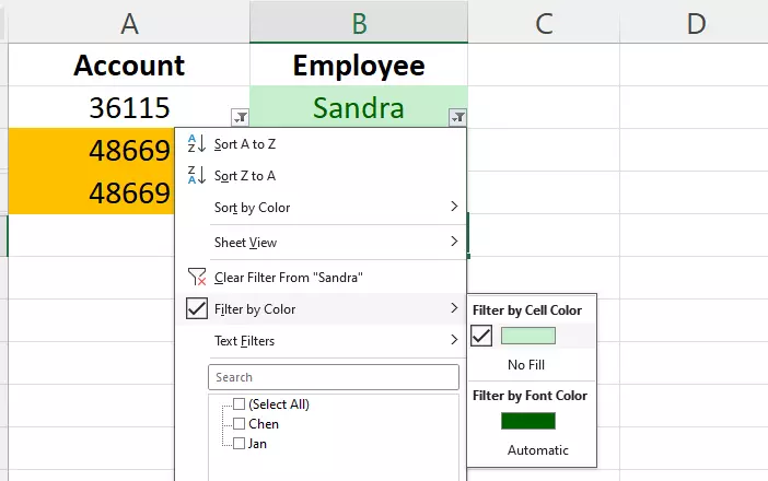 An example of how to filter by colour so that Excel only displays duplicates An example of how to filter by colour so that Excel only displays duplicates