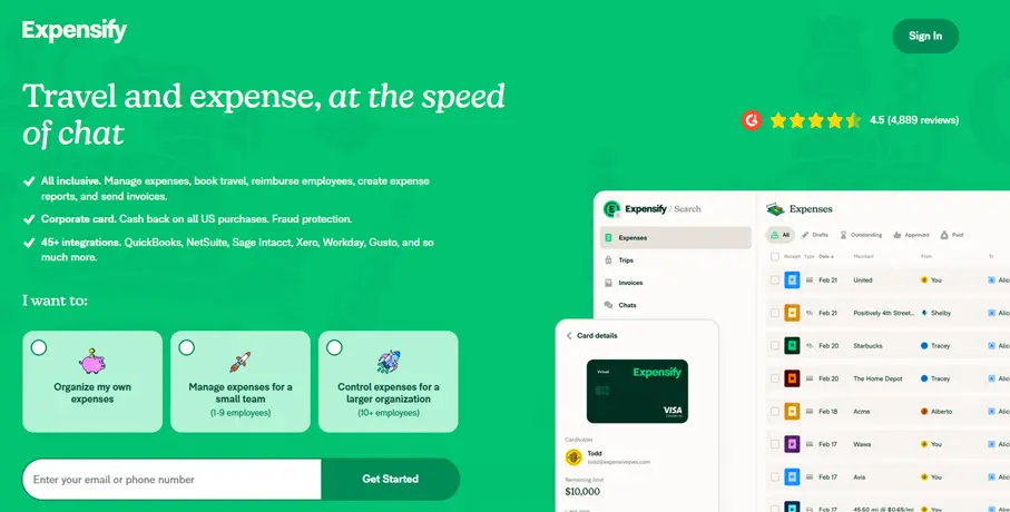 Image: Expensify website