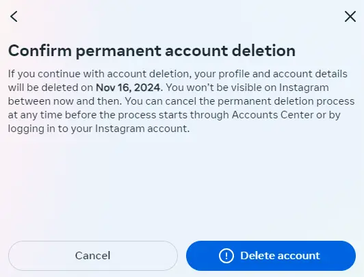 Confirm permanent deletion Image: Confirm permanent deletion