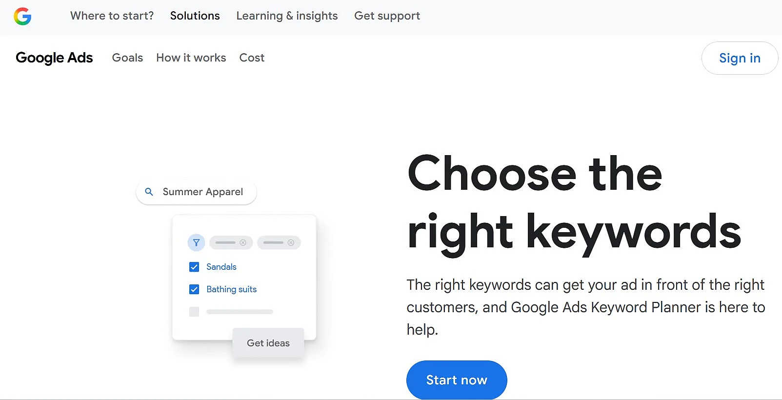 Screenshot of the Google Keyword Planner page Image: Screenshot of the Google Keyword Planner page