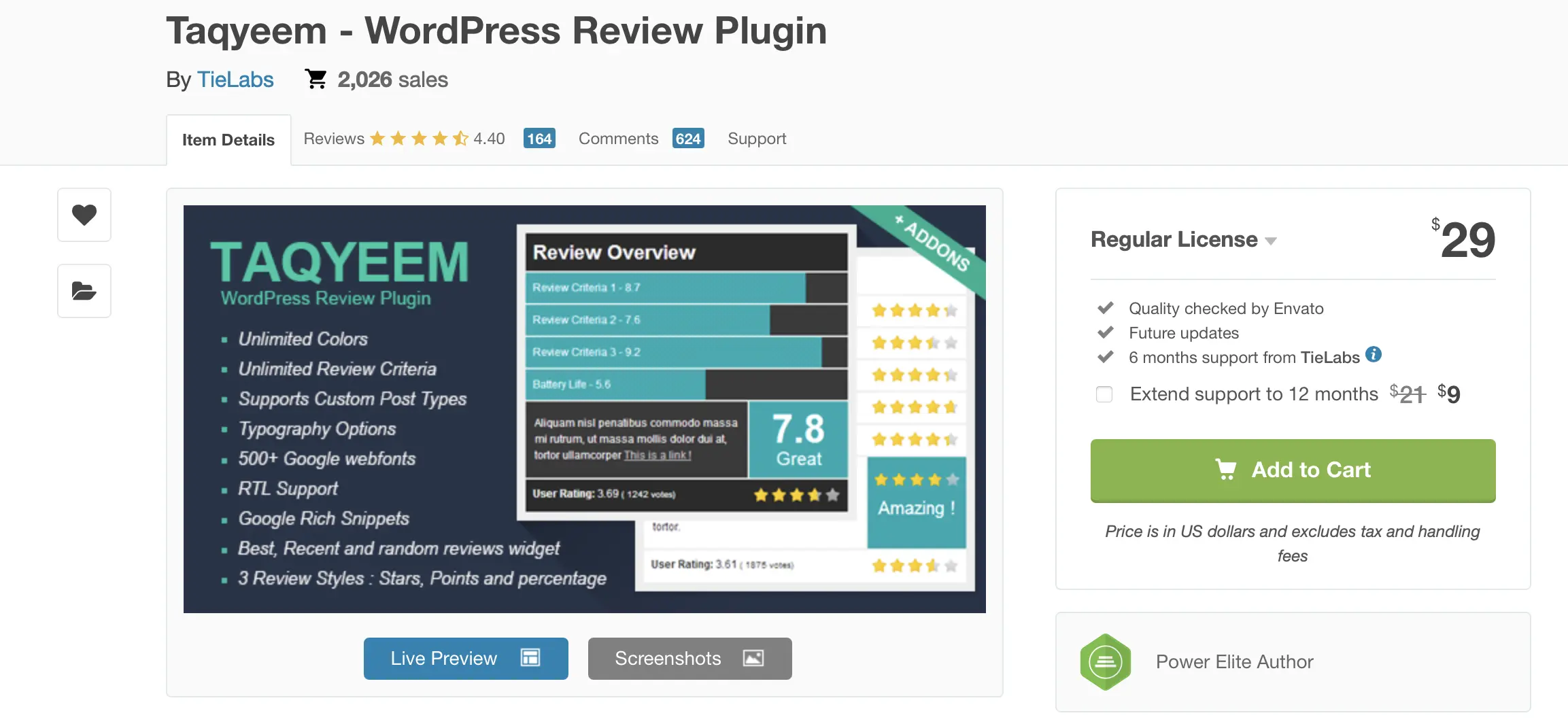 Image: Screenshot of the Taqyeem plugin
