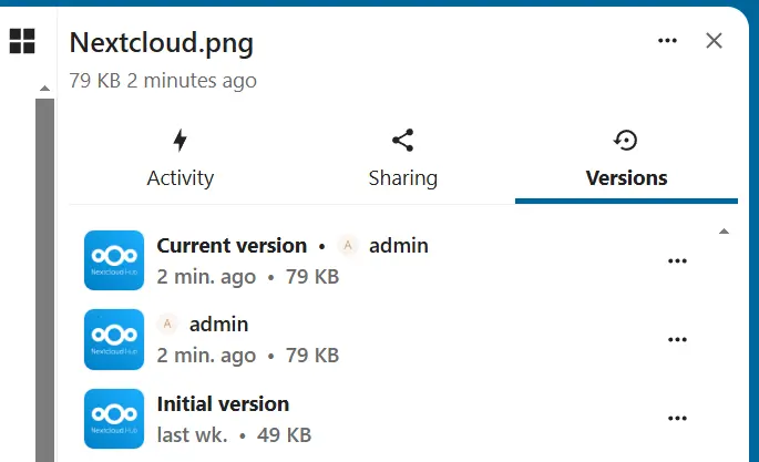 Files in Nextcloud version history Image: Files in Nextcloud version history