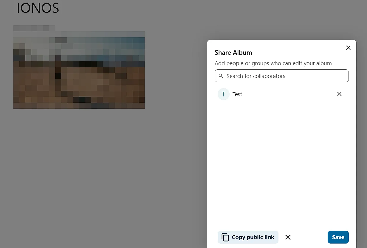 Image: Sharing an album on Nextcloud memories