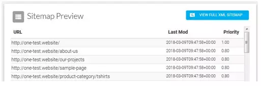 Image: XML-sitemaps.com: Sitemap Preview