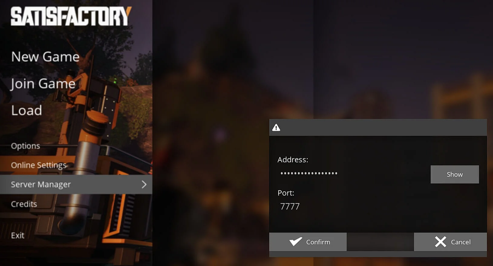 Image: Screenshot from Satisfactory: Adding a new server via the Server Manager