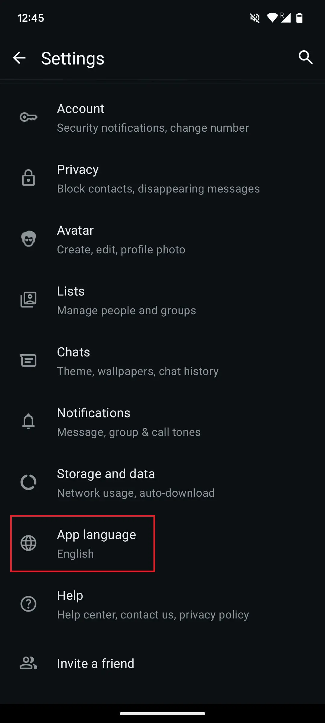 Image: WhatsApp settings in the Android app