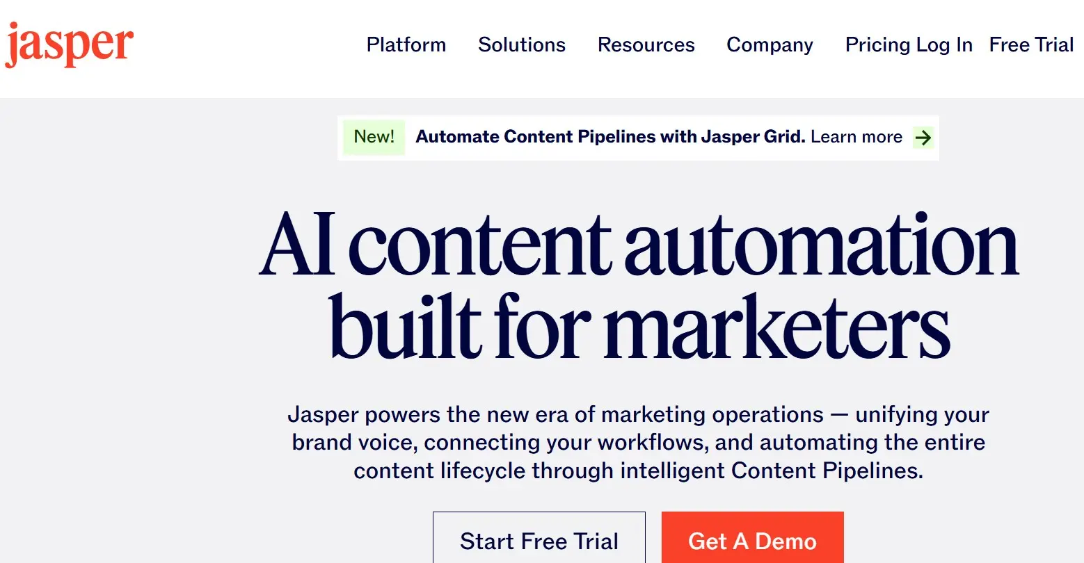 Jasper AI website Image: Jasper AI website