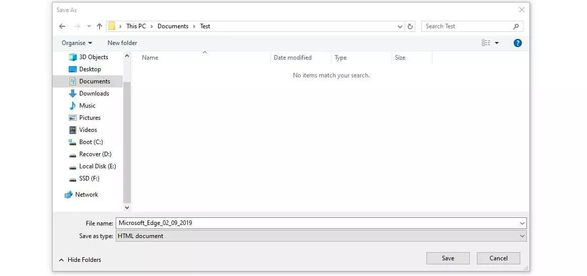 Image: “Save as” dialogue in Microsoft Edge (Windows 10)