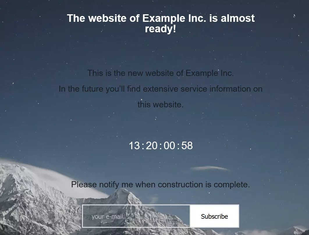 Image: Website coming soon with countdown