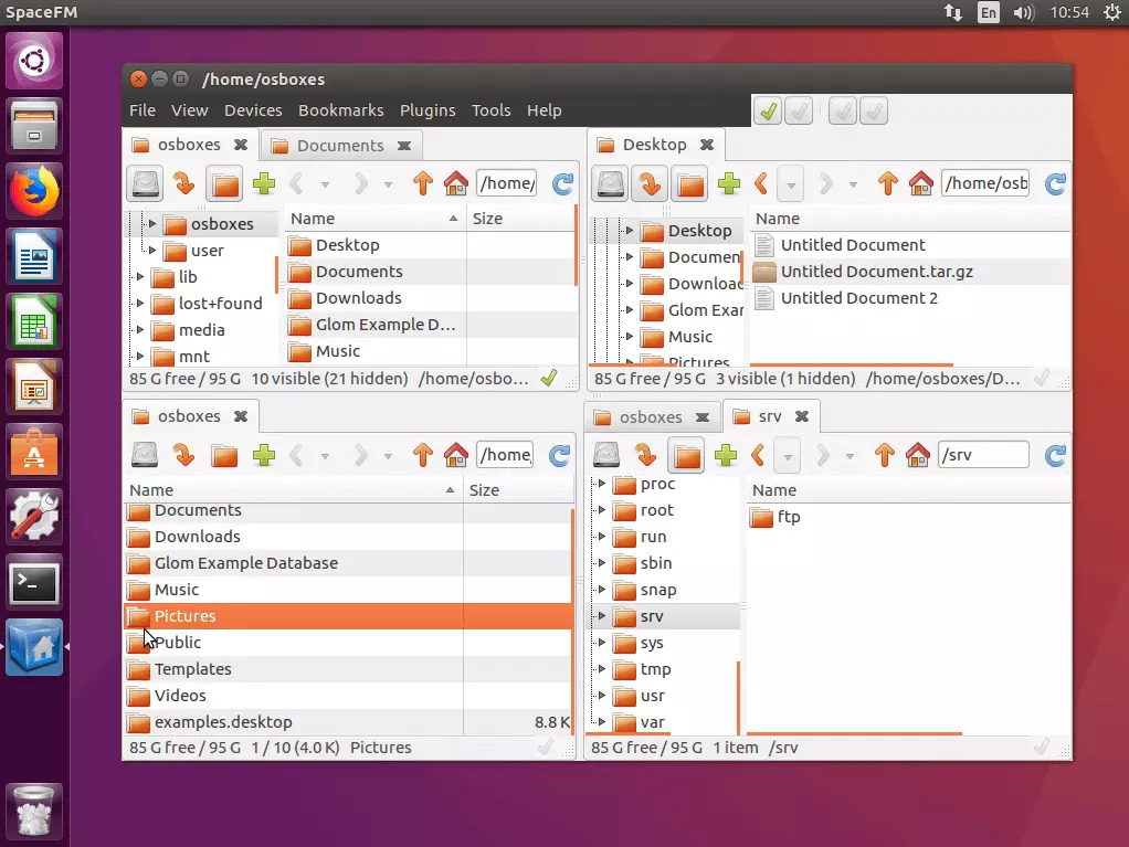 Image: User interface of the Linux file manager, SpaceFM