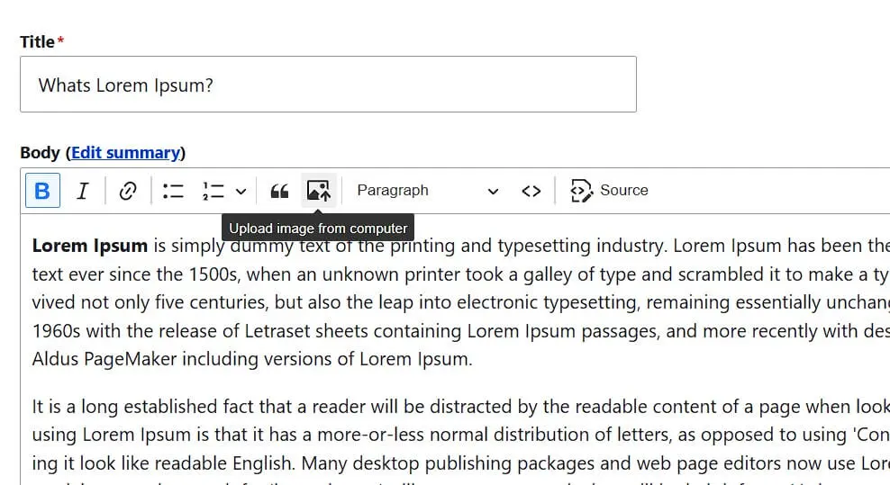 Drupal Editor: ‘Upload image from computer’ Image: Drupal Editor: ‘Upload image from computer’