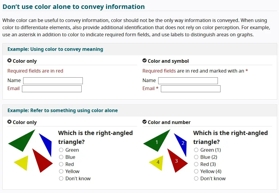 Design example: colours and information Image: Design example: colours and information