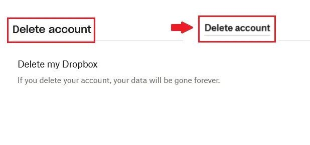 Image: The ‘Delete account’ option in a Dropbox account