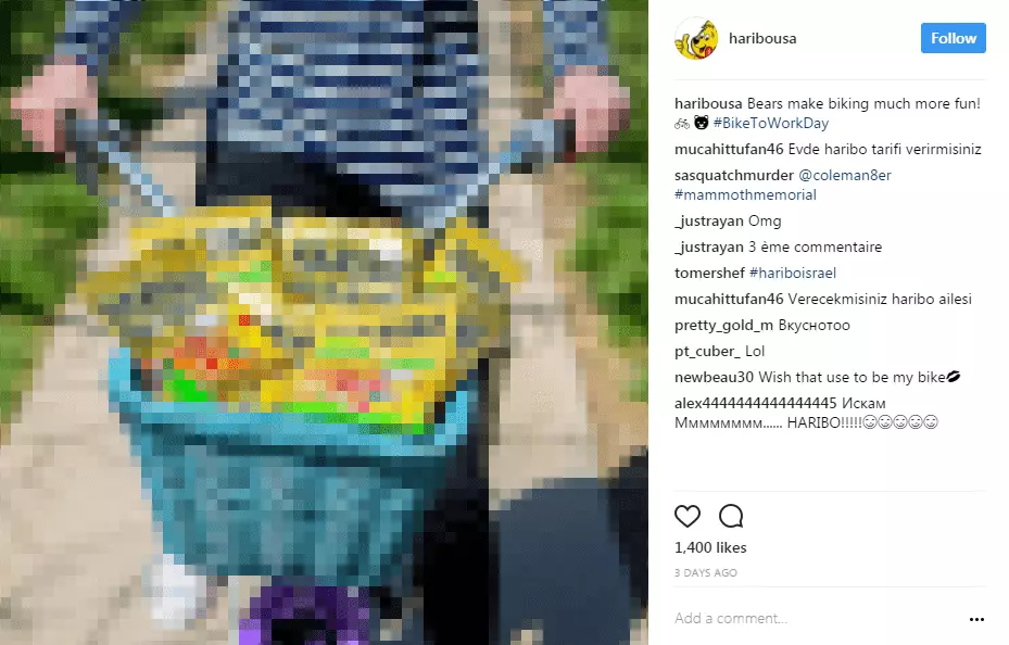 Web view of post by the confectionary manufacturer, Haribo