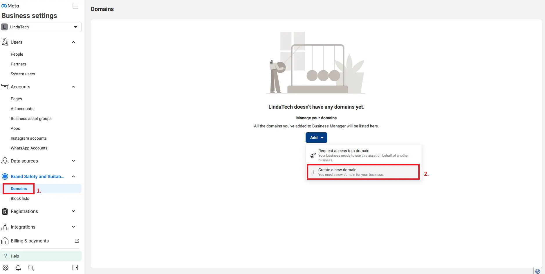 Image: Meta Business Manager: Add a domain