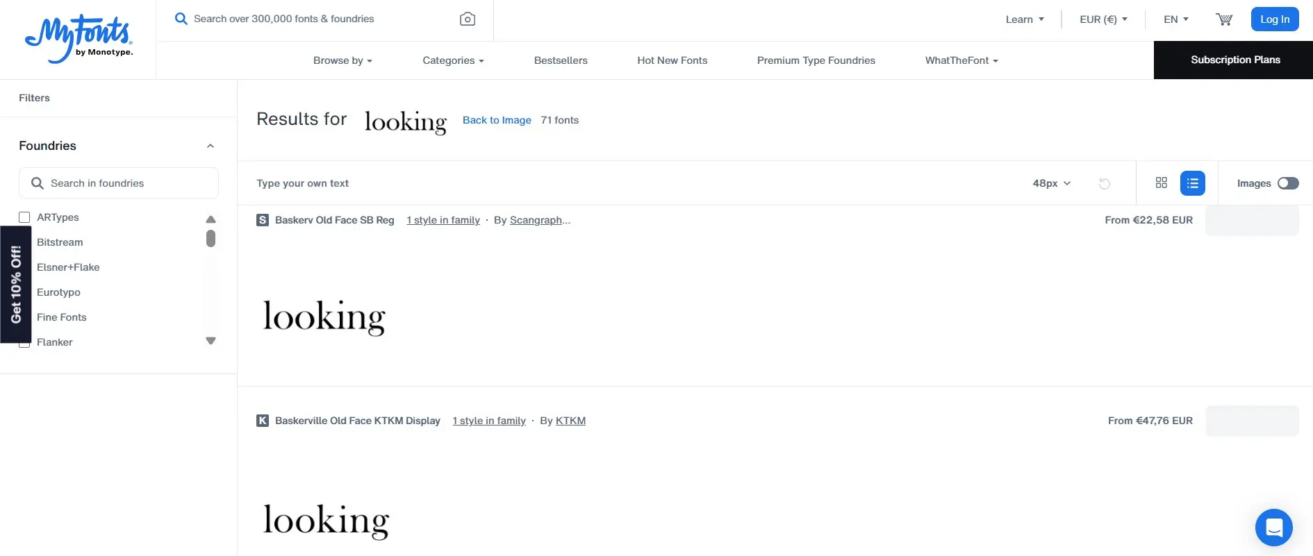 WhatTheFont results Image: WhatTheFont results