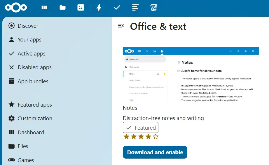 Notes in the Nextcloud Store Image: Notes in the Nextcloud Store