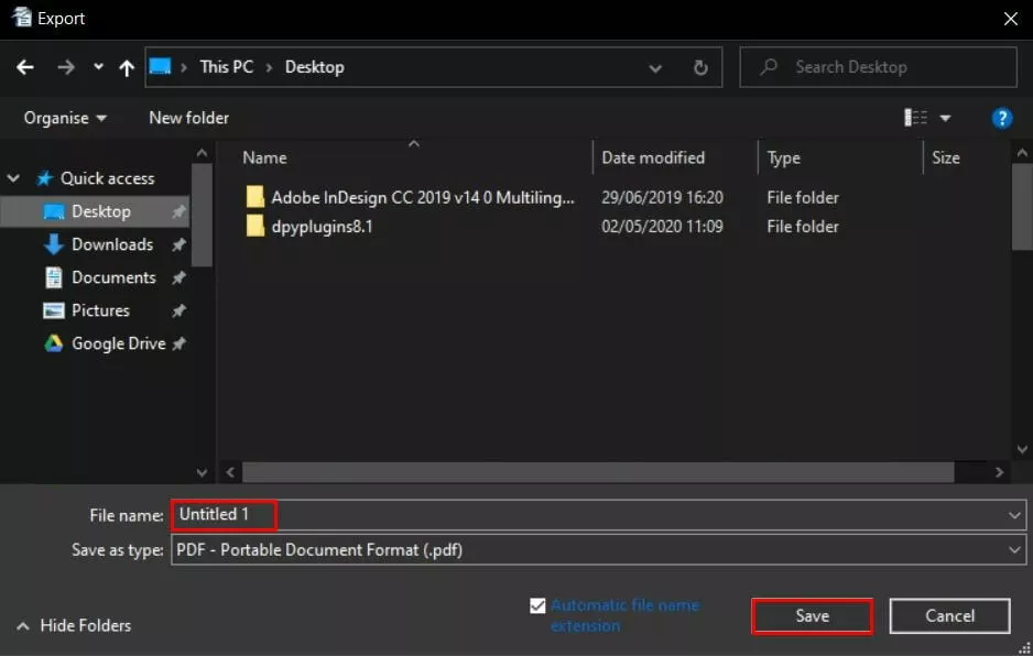 Convert ODT into PDF: save PDF file