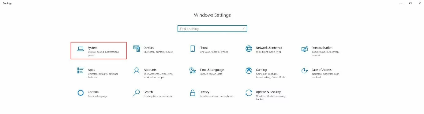Image: “Windows Settings” in Windows 10