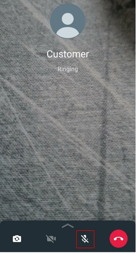 WhatsApp video call: Crossed-out microphone icon for muting