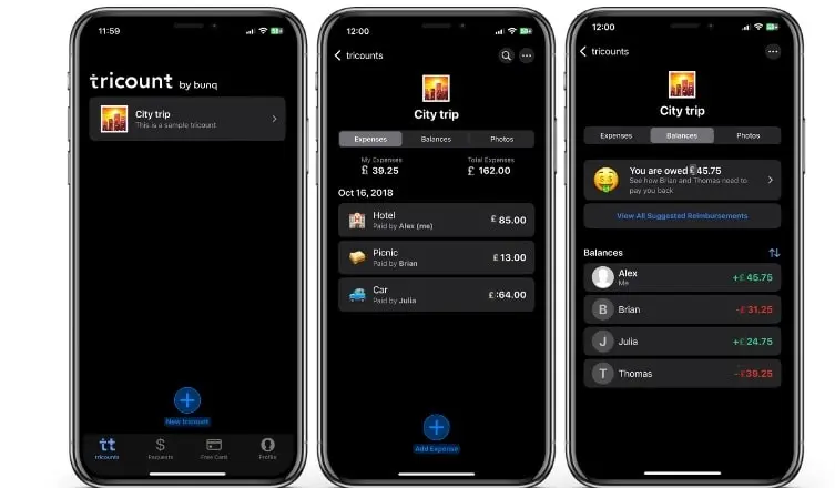 Image: Screenshots of the Tricount app