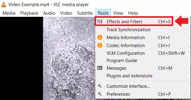 Image: Access the ‘Effects and Filters’ option via the ‘Tools’ tab
