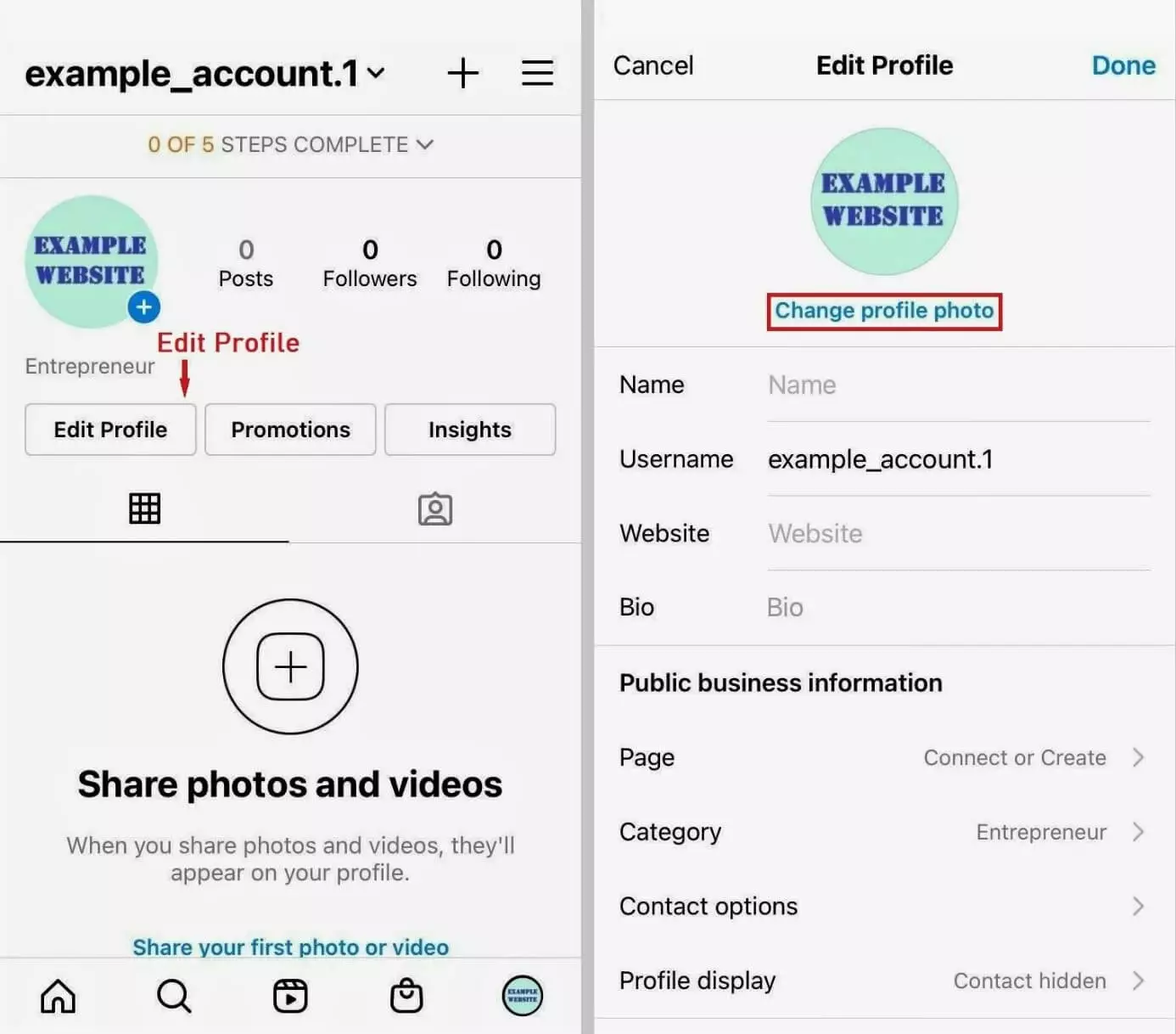 Editing an Instagram profile picture using an iPhone
