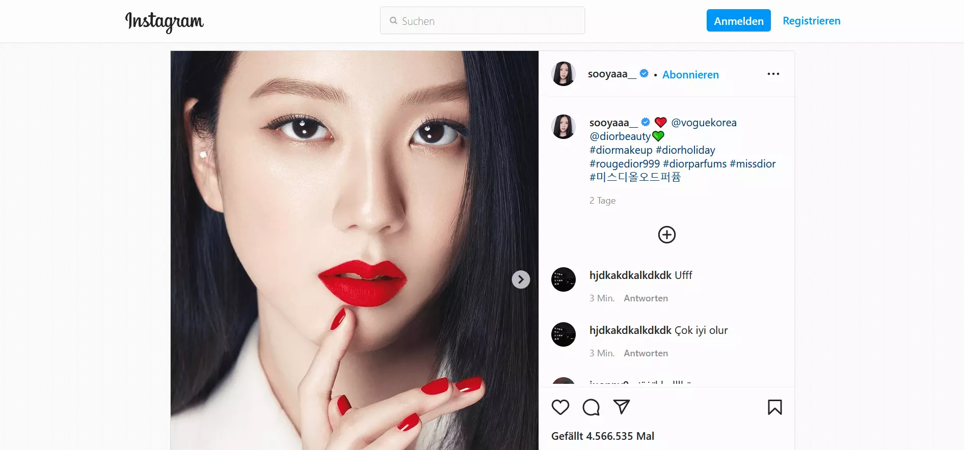 Image: Screenshot of Kim Ji-soo’s Instagram page ‘sooyaa’