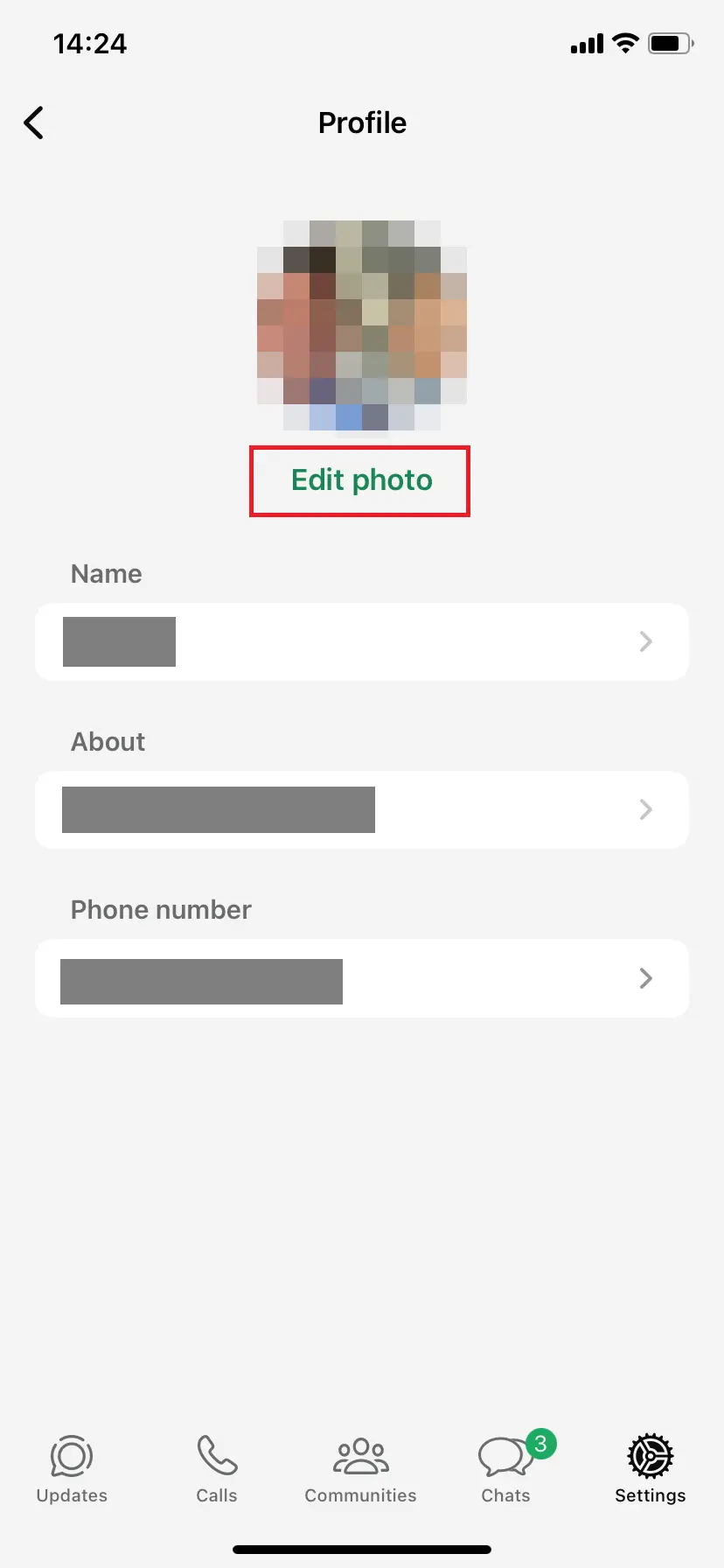 Image: Screenshot showing the option to edit your photo on iOS