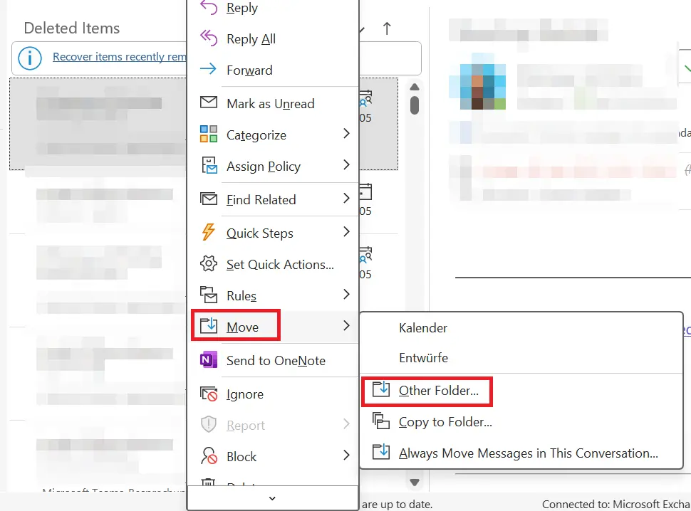Image: Steps to retrieve a deleted email