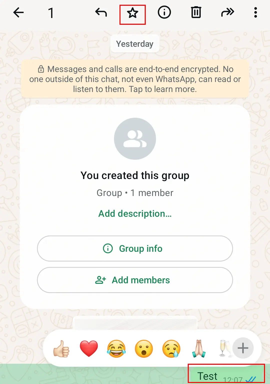 Android screenshot with the Star feature in WhatsApp Image: Android screenshot with the Star feature in WhatsApp