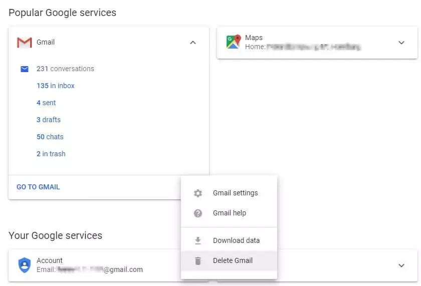 Click on “Delete Gmail”