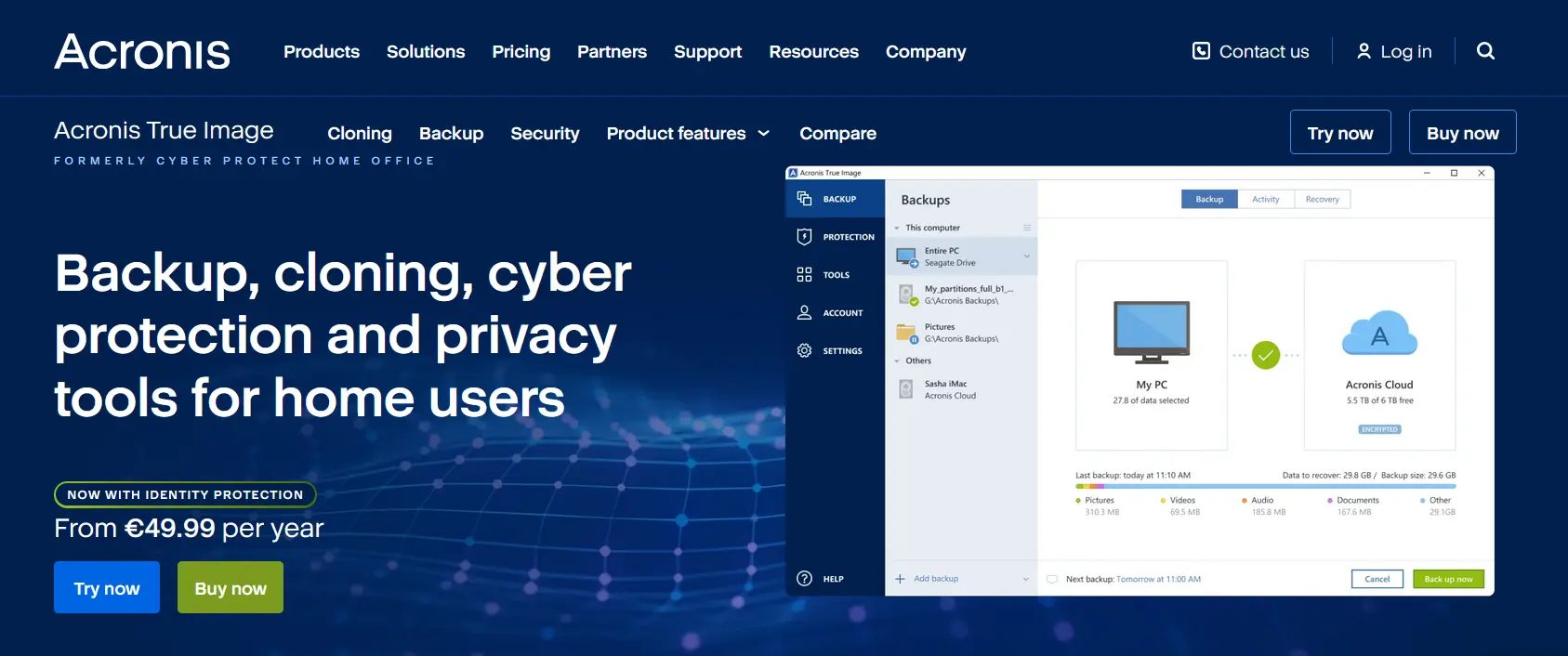 Image: Acronis website screenshot