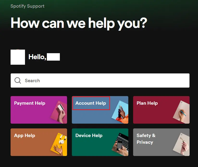 Delete Spotify account: Support page overview Image: Delete Spotify account: Support page overview
