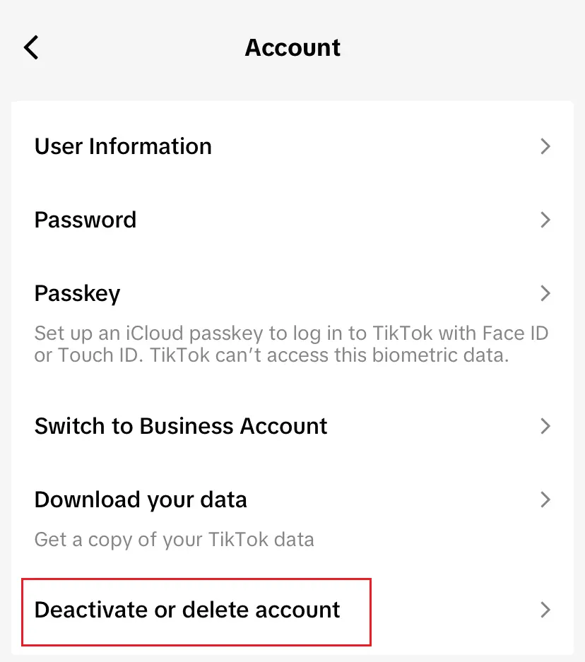 Image: Account management on TikTok