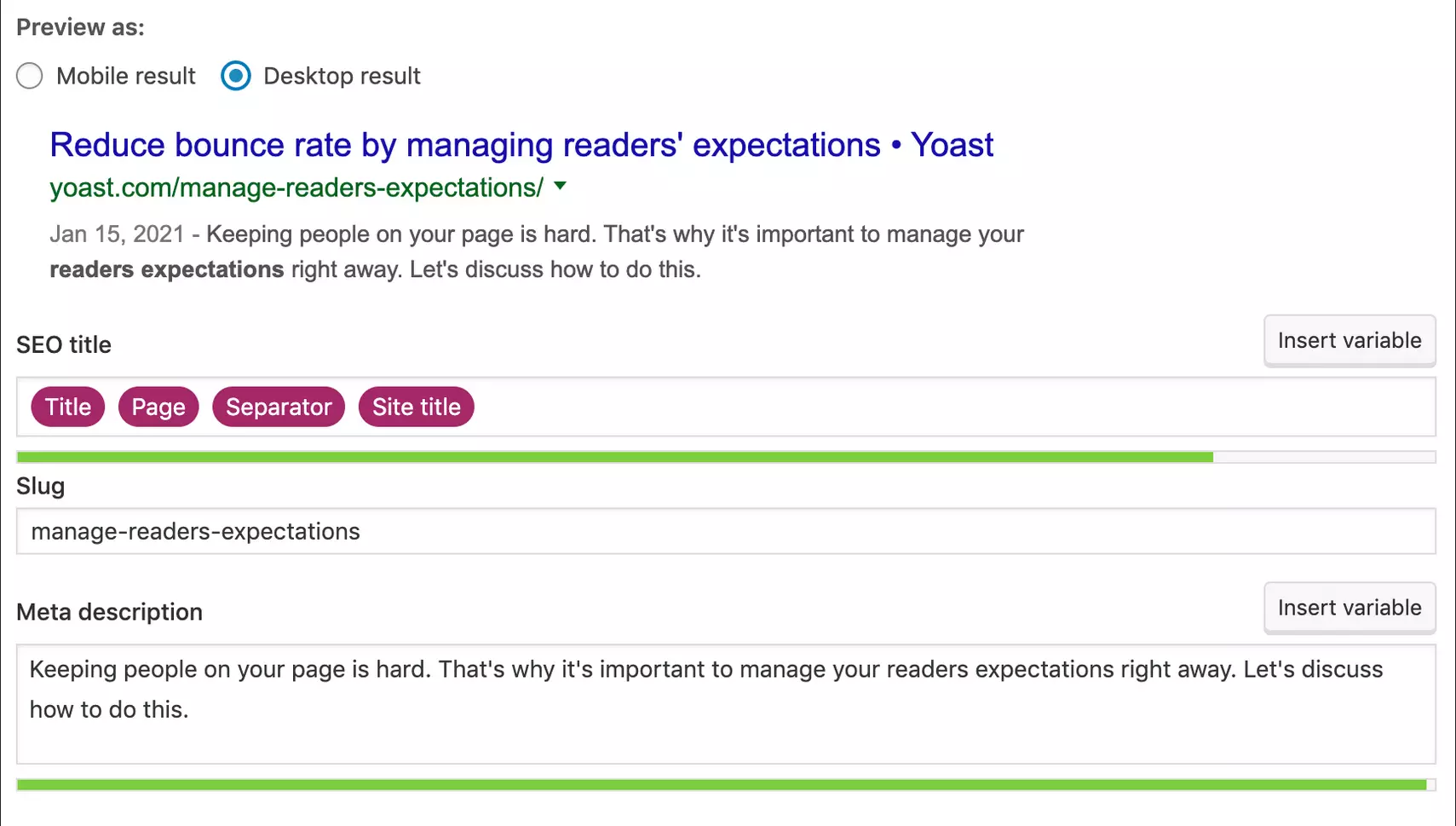 Image: Example of a meta description with Yoast SEO