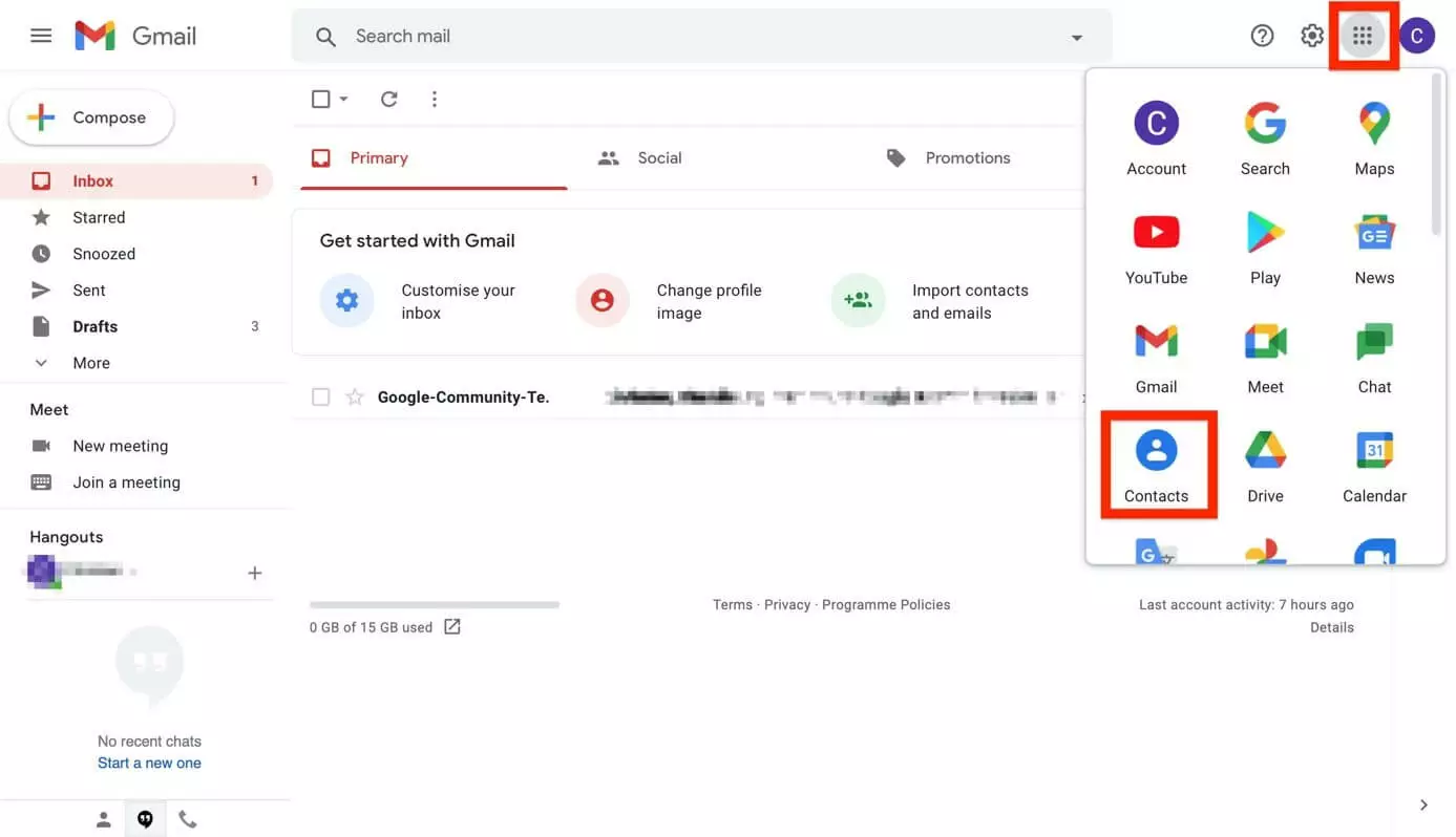 Image: Google Account: “Contacts” in app listing