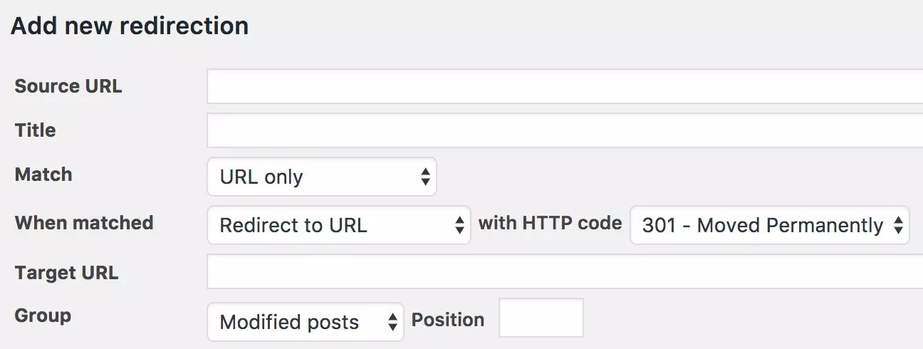 Image: Screenshot of the Redirection plugin