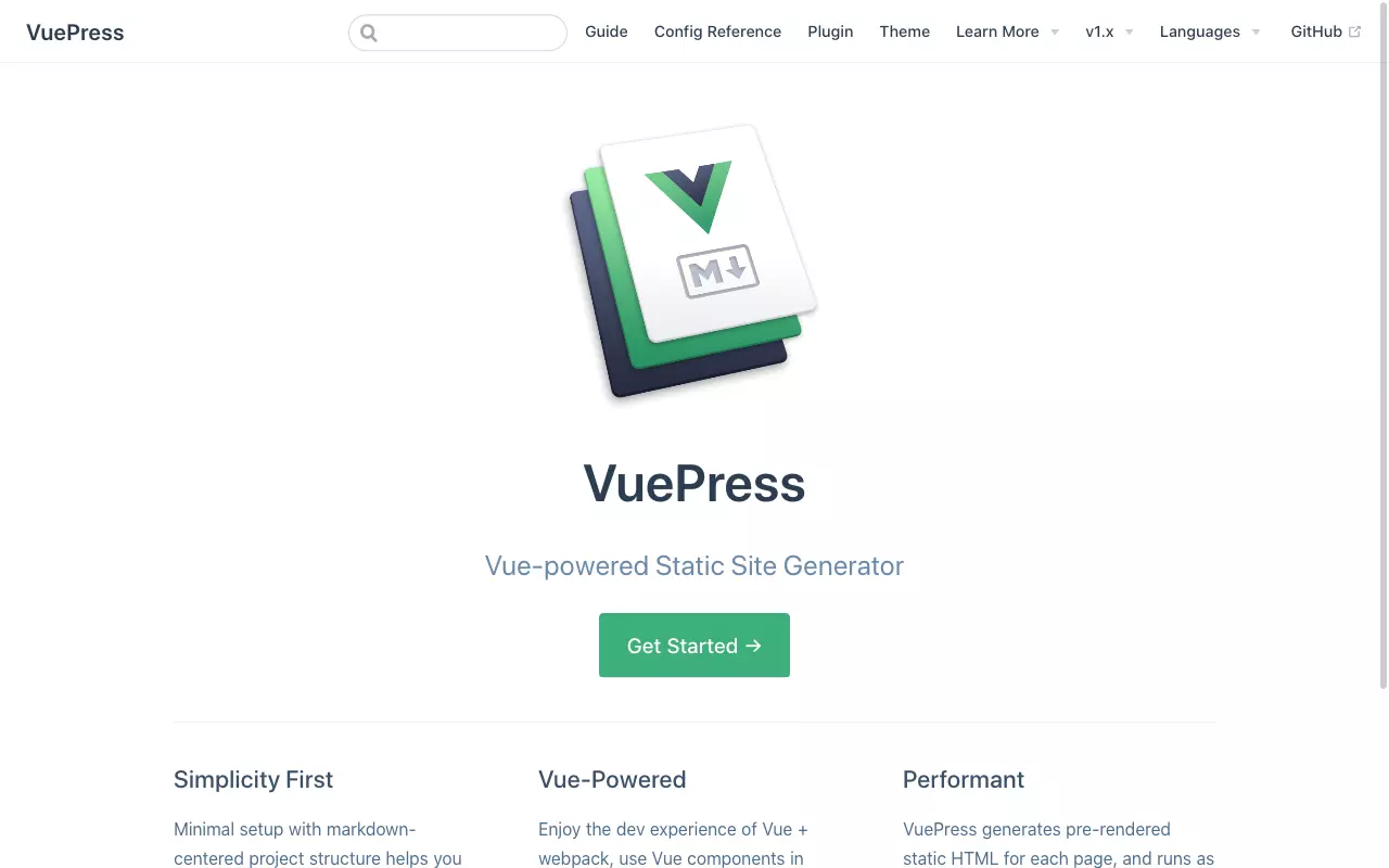 Image: Screenshot of Vuepress