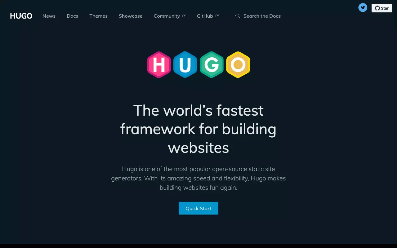 Image: Screenshot of Hugo website