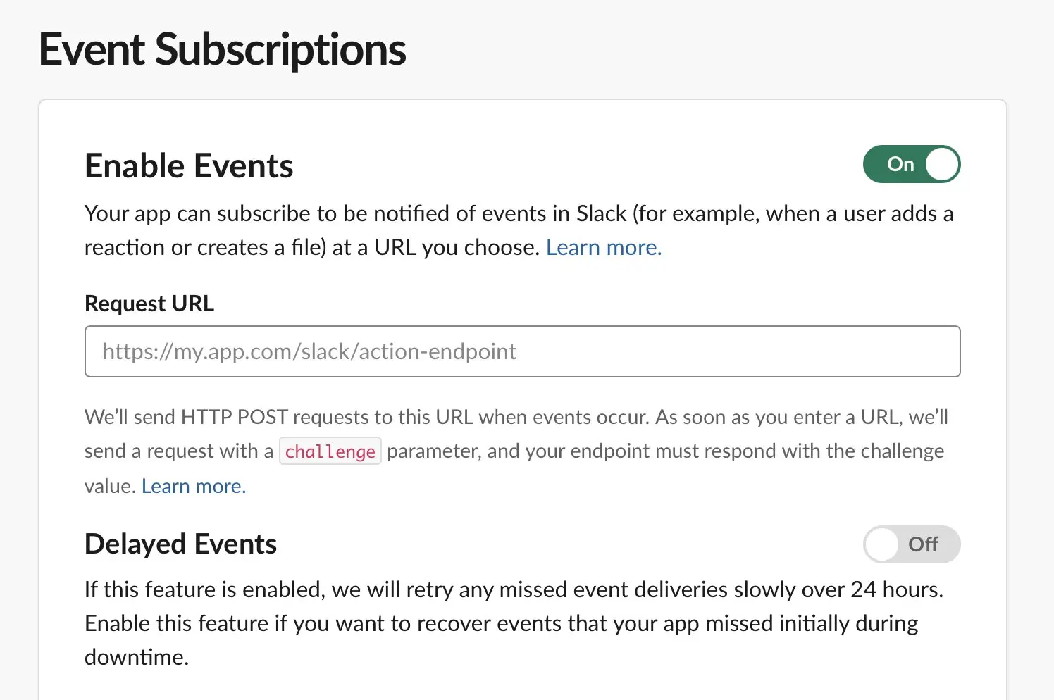 Image: Slack: Event Subscriptions