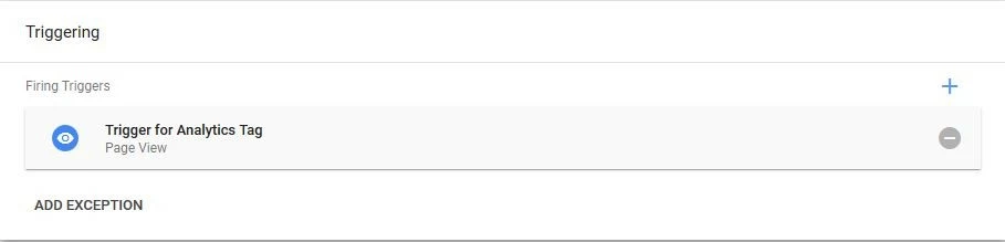 Image: Google Tag Manager: overview of added triggers