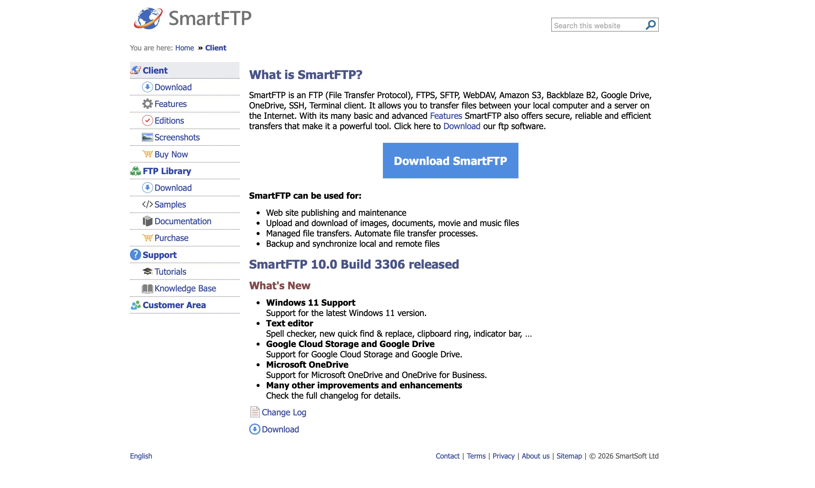 Image: Screenshot of the SmartFTP website