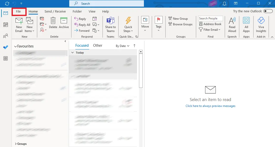 Image: Outlook 365: Inbox